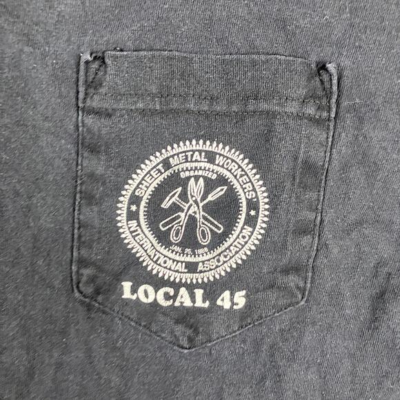 Bayside T-Shirt Mens XL Black Union Graphic Heavyweight  Pocket Tee - Picture 7 of 9